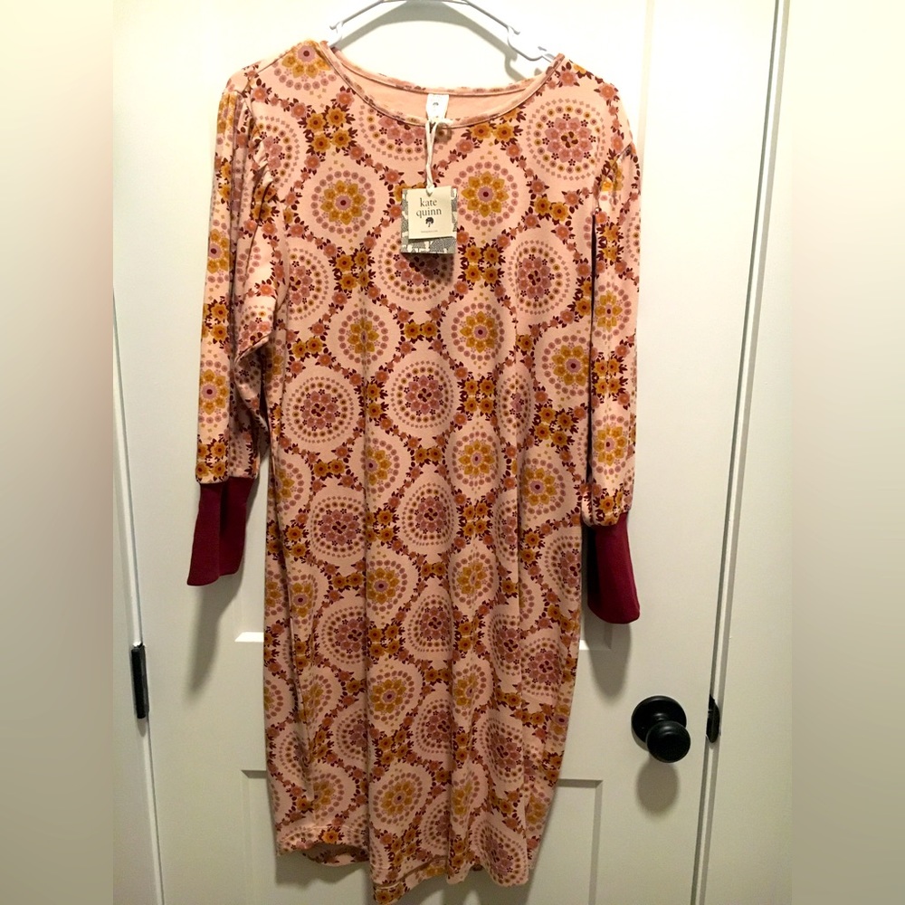 New Kate Quinn 1X Blush Flower Dress 100% Organic Cotton